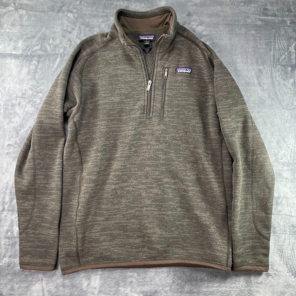 Patagonia Better Sweater 1/4 Zip Fleece Pullover Mens Size M Olive Green / Brown